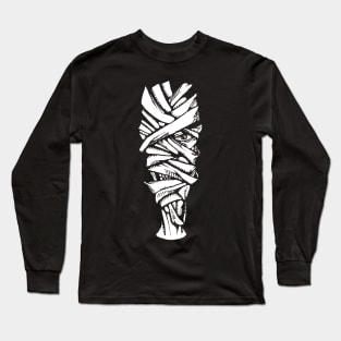 Zombie Mummy Head Tattoo Style Design Drawing Graphic Long Sleeve T-Shirt